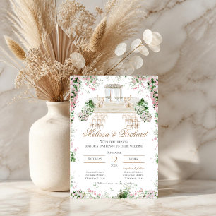 Floral Wedding Invitation with Church