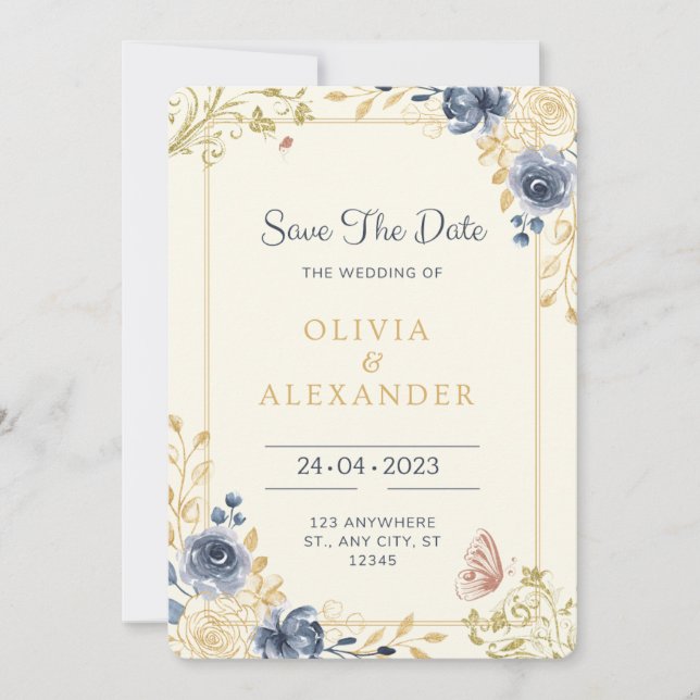 Floral wedding invitations  (Front)