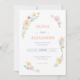 Floral Wedding Invitations Colorful flowers