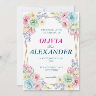 Floral Wedding Invitations Colorful Spring