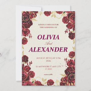 Floral Wedding Invitations Dark Luxury