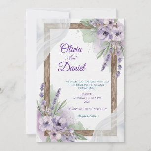 Floral Wedding Invitations lavender purple