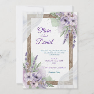 Floral Wedding Invitations lavender purple