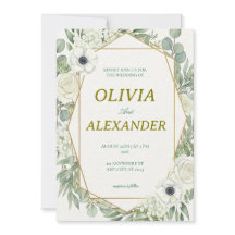 Floral Wedding Invitations Natural Green Plant