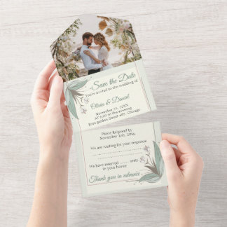 Floral Wedding Invitations - Save the date Photo