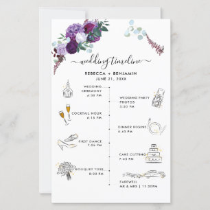 Floral Wedding Itinerary Program Card