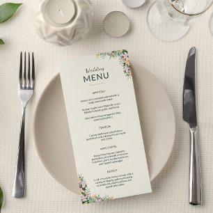 Floral wedding menu - boho style