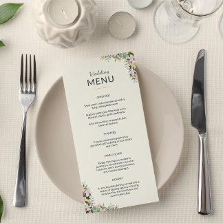 Floral wedding menu - boho style