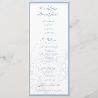 Floral wedding menu (Diamond Blue)
