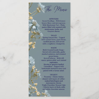 Floral Wedding Menu, Minimalist Menu, Elegant Menu