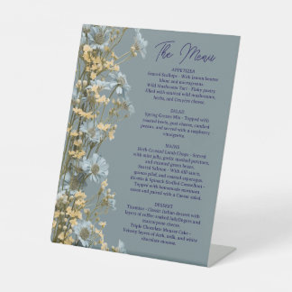 Floral Wedding Menu, Minimalist Menu, Elegant Pedestal Sign
