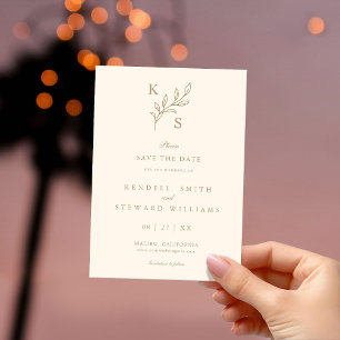 Floral Wedding Monogram Minimalist Save the Date