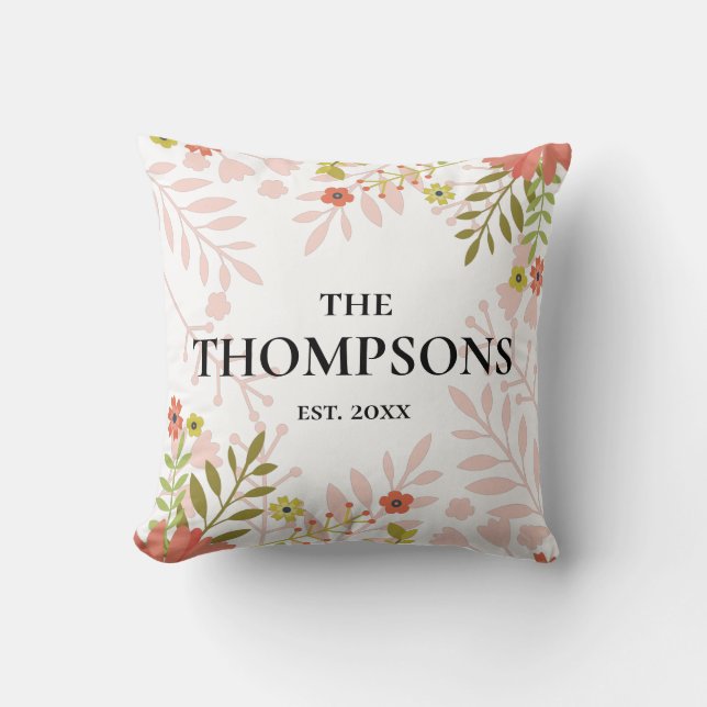 Floral Wedding or Anniversary Gift Cushion (Front)
