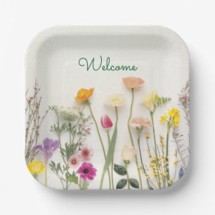 floral wedding paper plate