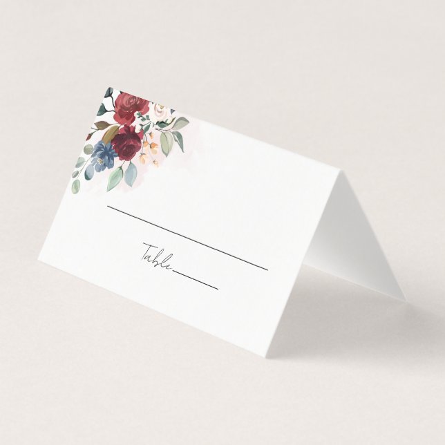 Floral Wedding Party Place Card (Front)