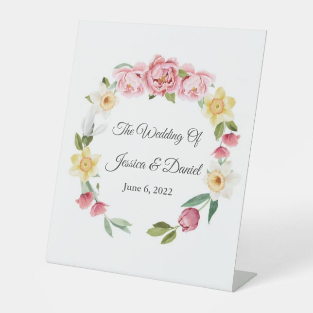 Floral Wedding   Pedestal Sign (Front)
