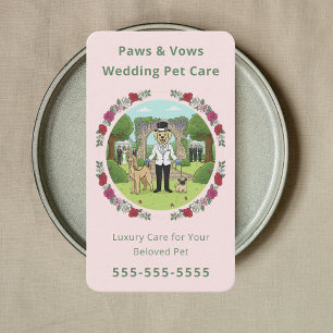 Floral Wedding Pet Services Wedding Dog Handler Business Card