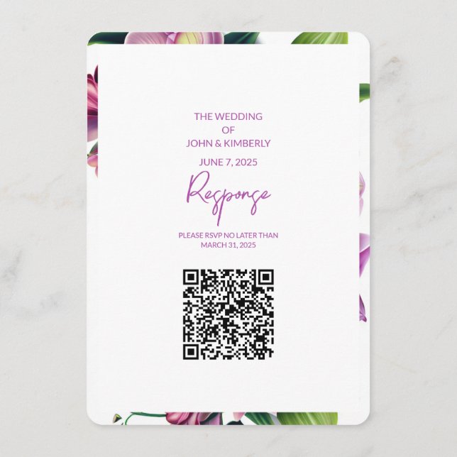 Floral Wedding Photo & QR Code Enclosure Card (Back)