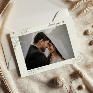 Floral Wedding Photo Thank You Postcard