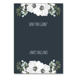 Floral Wedding Place Cards With White Flowers