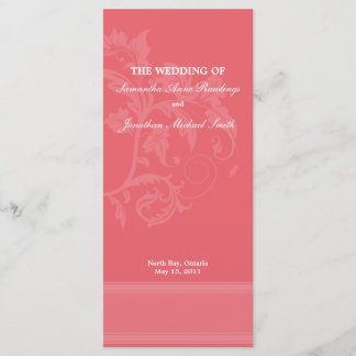 Floral Wedding Program- Honeysuckle Pink Wedding Programme