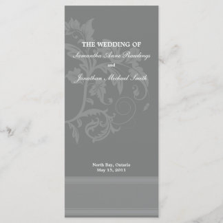Floral Wedding Program- Slate Grey Wedding Programme