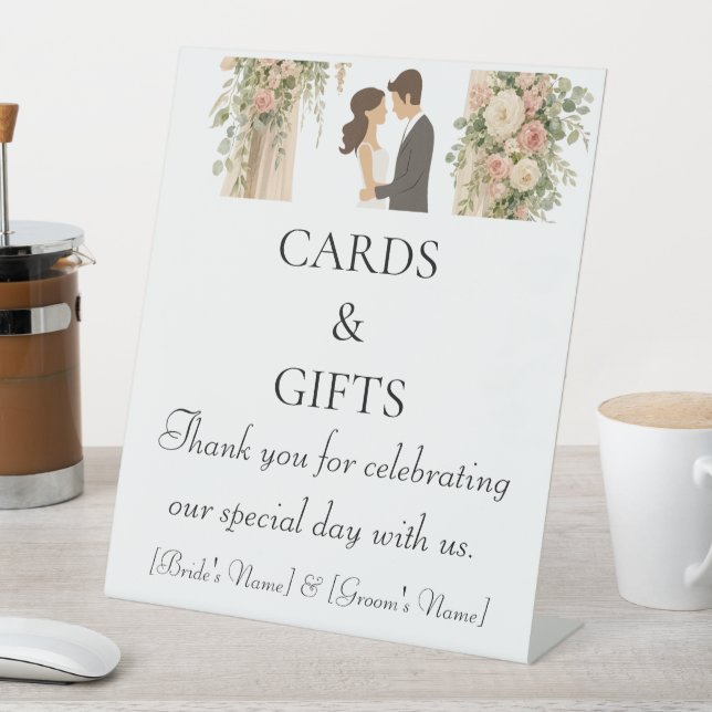 Floral Wedding Reception Decor Pedestal Sign (In SItu)