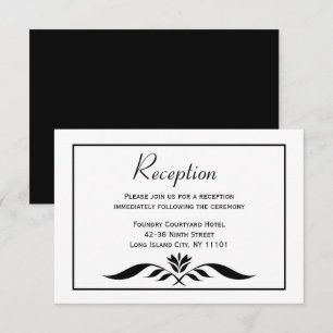 Floral Wedding Reception Minimalist Black Elegant Invitation