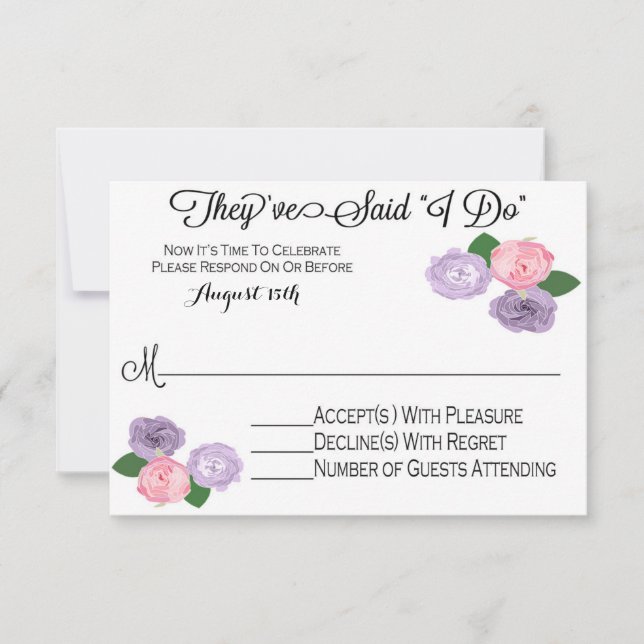 Floral Wedding Reception Only RSVP Card (Front)