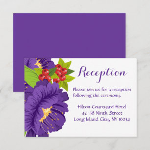Floral Wedding Reception Purple Flowers Wedding Invitation