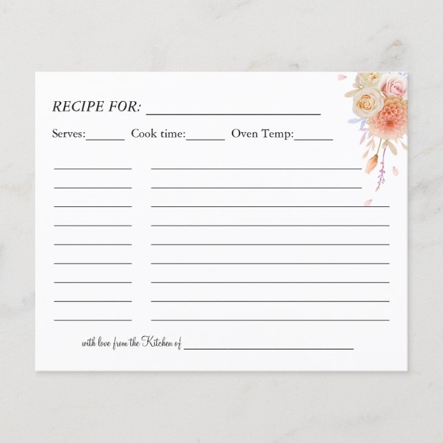 Floral Wedding Recipe Card (Front)