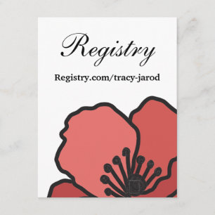 Floral Wedding Registry Enclosure Card Red Poppies