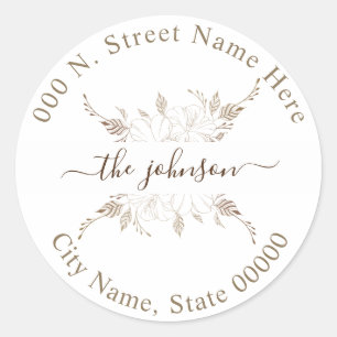 Floral Wedding Return Address Classic Sticker