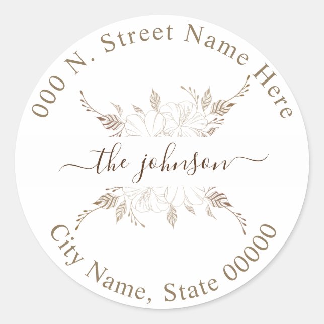 Floral Wedding Return Address Classic Sticker (Front)