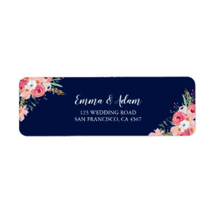 Floral Wedding Return Address Label Flowers Pink