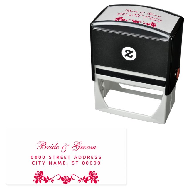 Floral Wedding Return Address Self-inking Stamp (In Situ)