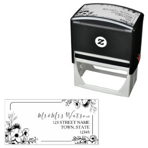 Floral Wedding Return Address Stamp