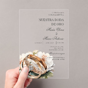 Floral wedding ring acrylic wedding invitations