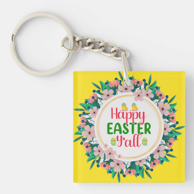 Floral Wedding Round Frame-23045 Key Ring (Front)