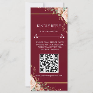 Floral Wedding RSVP Card with QR Code