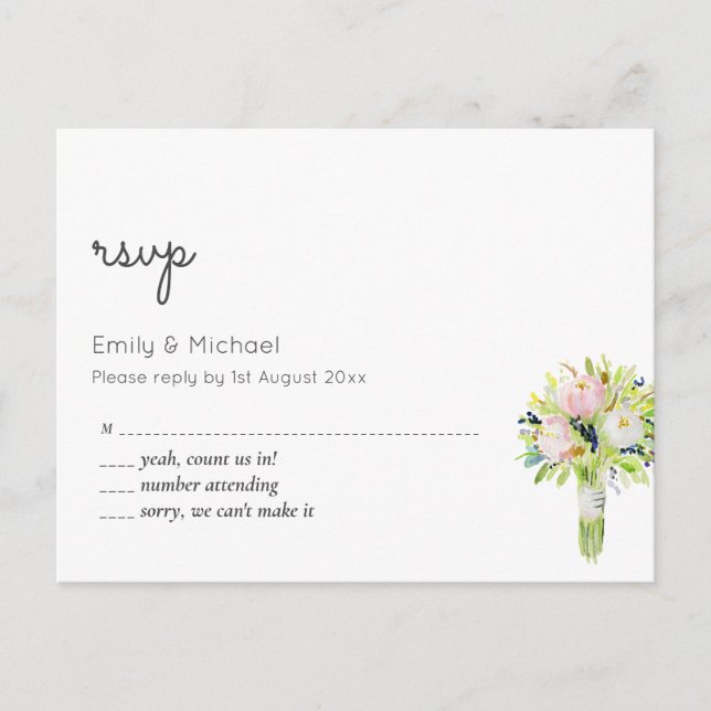 Floral Wedding RSVP Postcard (Front)