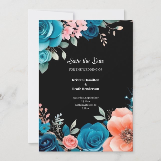 Floral Wedding Save the Date Card (Front)