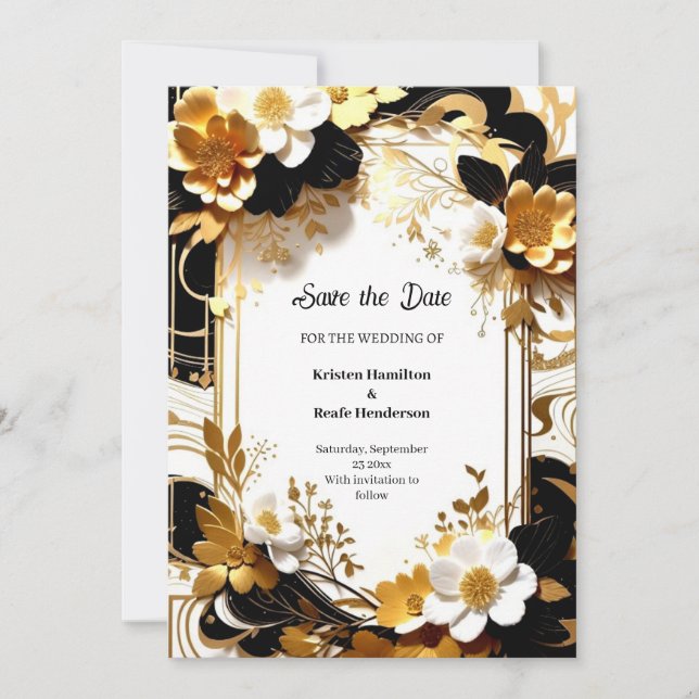 Floral Wedding Save the Date Card (Front)