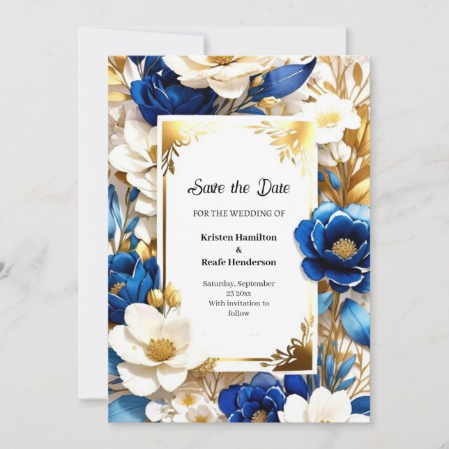 Floral Wedding Save the Date Card (Front)