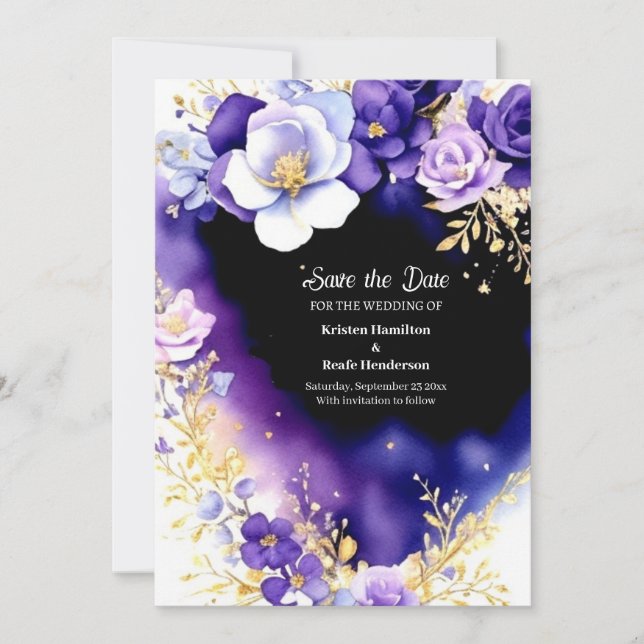 Floral Wedding Save the Date Card (Front)