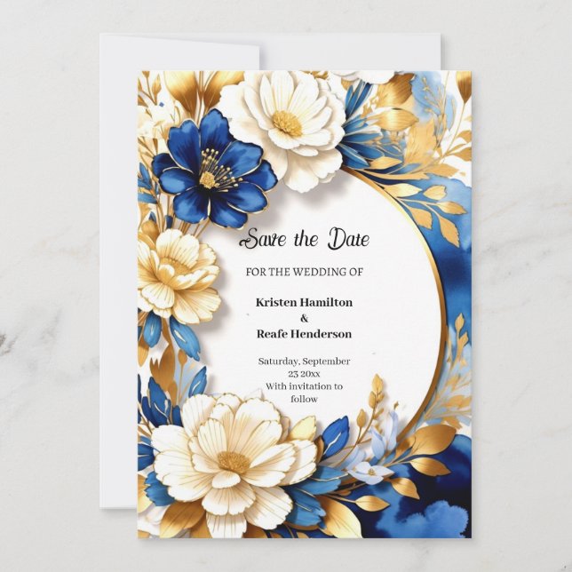 Floral Wedding Save the Date Card (Front)