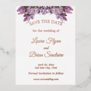 Floral Wedding Save the Date Foil Invitation Postcard