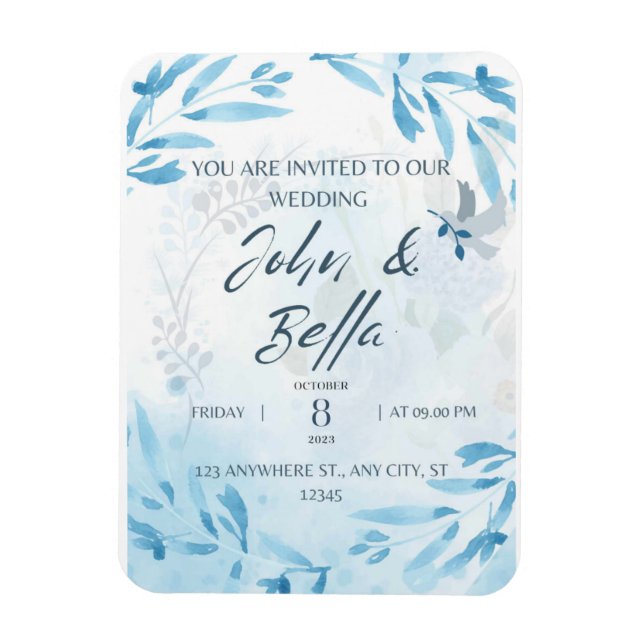 Floral Wedding save the date invitation  Magnet (Vertical)