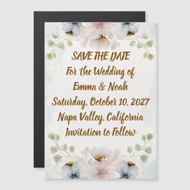 Floral Wedding Save the Date | Personalised Card (Front/Back)