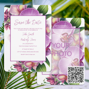 Floral Wedding Save the Date with Photo & QR Code